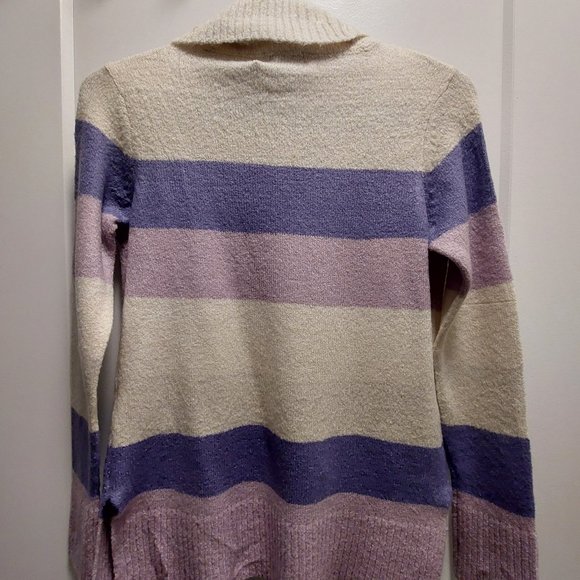 SUZY SHIER Cowl Neck Long Sleeves Color Block Pullover Sweater - Sz XS/TP - Picture 7 of 11